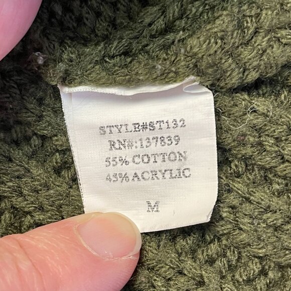 Dreamers Womens Forest Nature Chunky Cable Knit Sweater Sz M Olive Cardigan Cozy - Picture 11 of 13